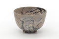 Tezumi — Japanese Matcha Bowl - Grey Black Egret Seigaiha Chawan - 400ml — front view