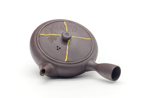 Japanese Kyusu - Engraved Banko-yaki Kintsugi Teapot - 220ml