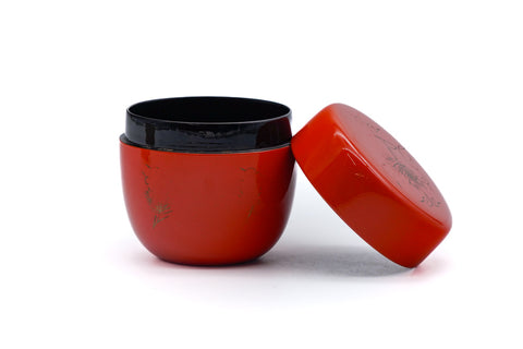 Japanese Natsume - Orange Black Lacquer Matcha Tea Caddy