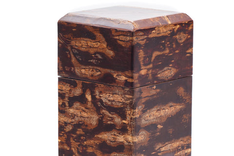 Japanese Chazutsu - Kabazaiku Rectangular Cherry Bark Tea Canister with Tea Scoop