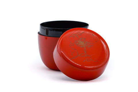 Japanese Natsume - Orange Black Lacquer Matcha Tea Caddy