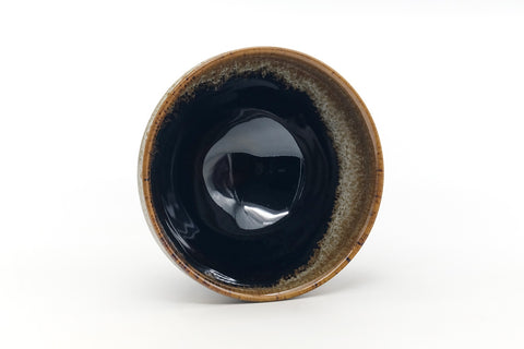 Japanese Matcha Bowl - Black Beige Hare's Fur Glazed Tenmoku-gata Chawan