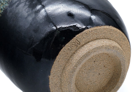 Japanese Teacups - Pair of Meoto Jet Black Drip-Glazed Yunomi