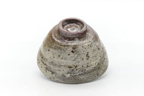 Japanese Matcha Bowl - Earthy Beige Grey Hakeme Textured Chawan