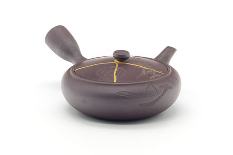 Japanese Kyusu - Engraved Banko-yaki Kintsugi Teapot - 220ml