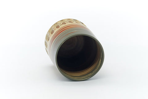 Japanese Teacup - Green Red Yellow Nerikomi Tokoname Yunomi - 180ml