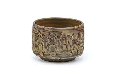 Japanese Teacup - Faceted Nerikomi Tokoname Yunomi - 120ml