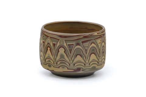 Japanese Teacup - Faceted Nerikomi Tokoname Yunomi - 120ml