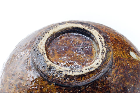 Japanese Matcha Bowl - Brown Mottled Komogai-nari Chawan - 500ml