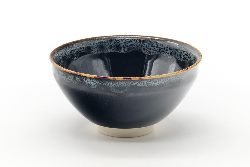 Japanese Matcha Bowl - Black Glazed Gold Rim Tenmoku-gata Chawan