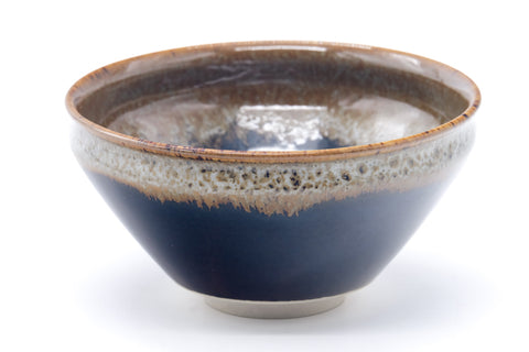 Japanese Matcha Bowl - Black Beige Hare's Fur Glazed Tenmoku-gata Chawan