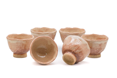 Japanese Tea Set - Hagi Hohin, Yuzamashi, and 6 Yunomi