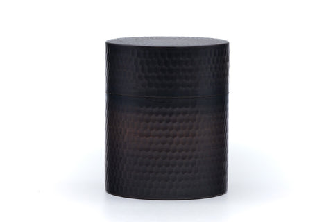 Japanese Chazutsu - Large Vintage Hammered Metal Tea Canister