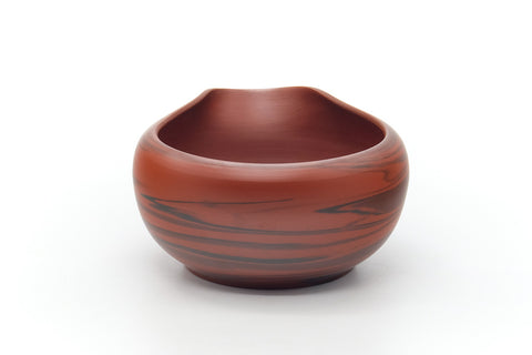 Tezumi — Japanese Katakuchi - Black Red Nerikomi Tokoname Water Cooler - 305ml — top-down view of the interior