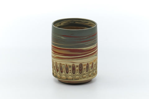 Japanese Teacup - Green Red Yellow Nerikomi Tokoname Yunomi - 180ml