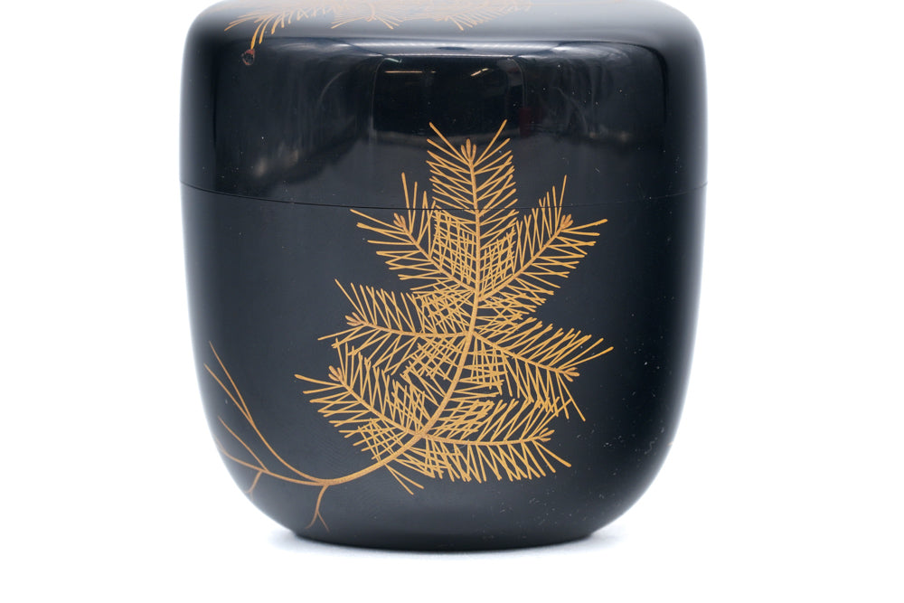 Japanese Natsume - Gold Leaves Black Lacquer Tea Caddy