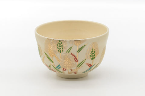 Japanese Matcha Bowl - Beige Gold Wheat Kyo-yaki Chawan  - 400ml