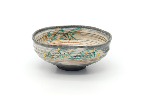 Japanese Matcha Bowl - Bamboo Hakeme Glazed Summer Chawan