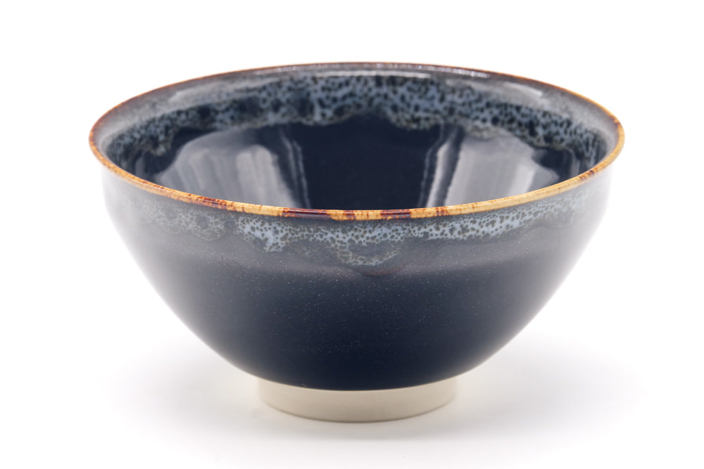 Japanese Matcha Bowl - Black Glazed Gold Rim Tenmoku-gata Chawan