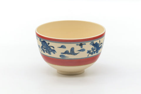 Japanese Matcha Bowl - Floral Traditional Kyo-yaki Chawan - 400ml