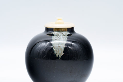 Japanese Chaire - Black Glazed Bunrin Heshizuku Tea Caddy