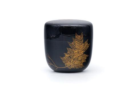 Japanese Natsume - Gold Leaves Black Lacquer Tea Caddy