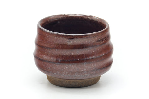 Tezumi — Japanese Teacup - Plump Spiraling Guinomi - 50ml — tipped to show the interior