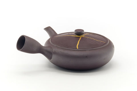 Japanese Kyusu - Engraved Banko-yaki Kintsugi Teapot - 220ml