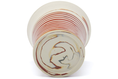 Tezumi — Japanese Teacups - Pair of Meoto Nerikomi Striped Yunomi — tipped to show the interior