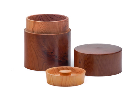 Japanese Chazutsu - Vintage Keyaki Zelkova Wooden Tea Canister