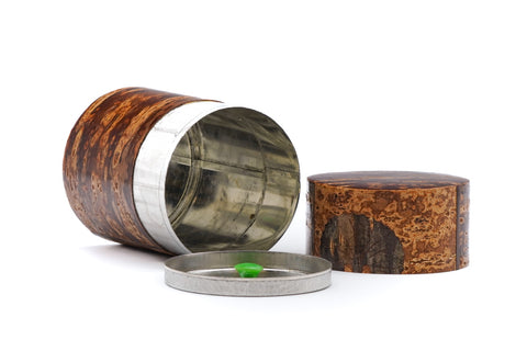 Japanese Chazutsu - Kabazaiku Fuki Leaves Cherry Bark Veneered Tea Canister