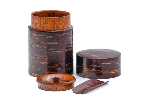 Japanese Chazutsu - Kabazaiku Cherry Bark Tea Canister with Scoop