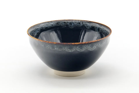 Japanese Matcha Bowl - Black Glazed Gold Rim Tenmoku-gata Chawan