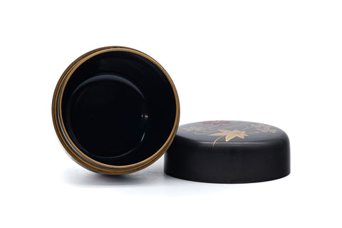 Japanese Natsume - Gold Momiji Black Lacquer Matcha Tea Caddy