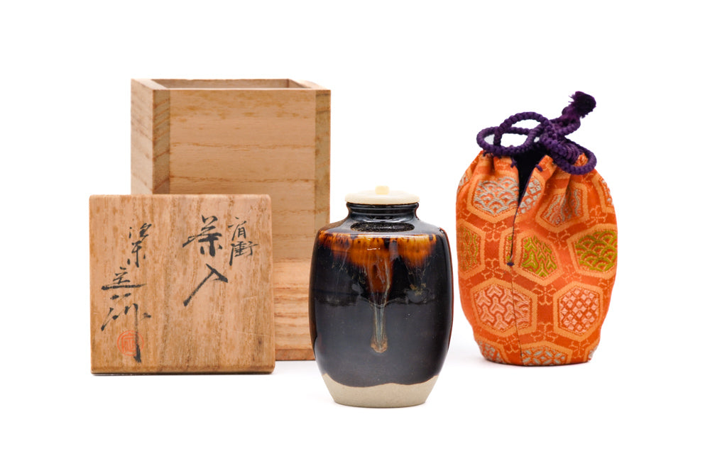 Japanese Chaire - 桶谷定一 Teiichi Oketani - Katatsuki Tea Caddy with Shifuku