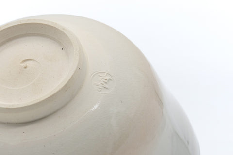 Japanese Matcha Bowl - Beige Gold Geometric Floral Kyo-yaki Chawan - 400ml