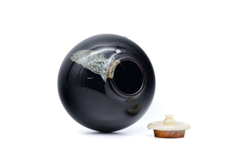 Japanese Chaire - Black Glazed Bunrin Heshizuku Tea Caddy