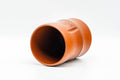 Japanese Teacup - Jinshu Itoh Bamboo-Shaped Red Shudei Tokoname-yaki Yunomi - 160ml - angled view showing rim and interior
