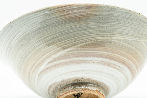 Japanese Matcha Bowl - Grey Pink Hakeme Glazed Summer Chawan - 150ml