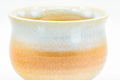 Japanese Teacup - Tsubaki Kiln Beige White Glazed Hagi-yaki Yunomi - 140ml - side view showing the white-and-beige glaze band