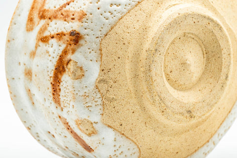 Japanese Matcha Bowl - Orange White Shino Glazed Mino-yaki Chawan - 350ml