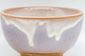 Japanese Teacup - Purple White Drip-Glazed Hagi-yaki Yunomi - 100ml - close-up of the white drip glaze over the rim