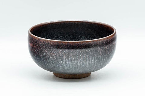 Japanese Matcha Bowl - Red Tenmoku Glazed Wan-nari Chawan with Dark Bamboo Set - 250ml - Tezumi