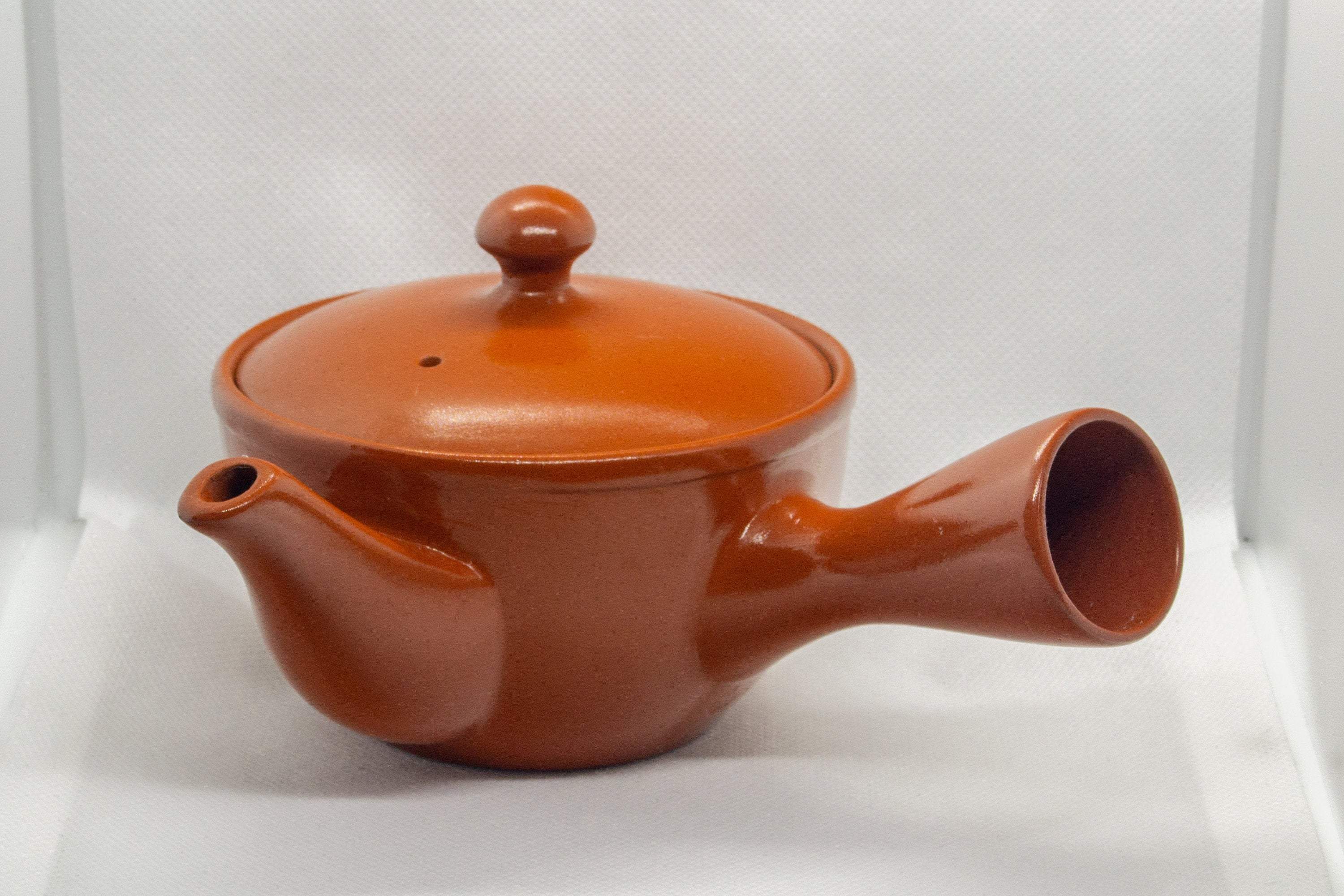 Japanese Kyusu - Trapezoidal Red Shudei Tokoname-yaki Ceramic Teapot - 280ml