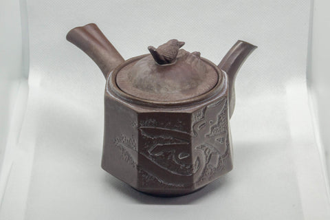Japanese Kyusu - 萬古焼 Birds Perched Octagonal Banko-yaki Debeso Teapot - 290ml