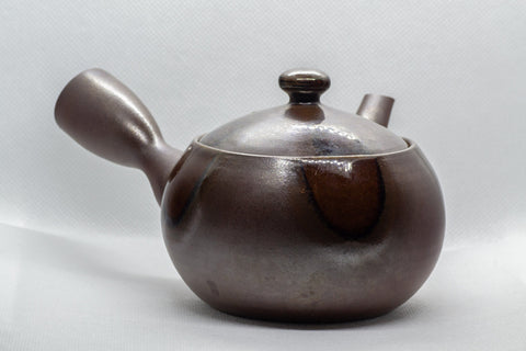 Tezumi — Japanese Kyusu - Banko-yaki Ceramic Teapot - 250ml — side view with the lid and side handle