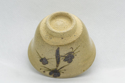 Japanese Teacups - Set of 3 Beige Floral Yunomi - 55ml