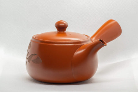 Tezumi — Japanese Kyusu - Large Kanji Tokoname-yaki Ceramic Teapot - 260ml — side view with the lid and side handle