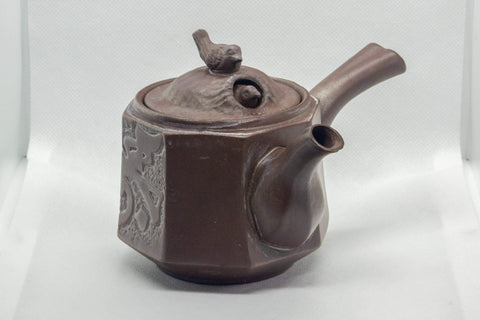 Japanese Kyusu - 萬古焼 Birds Perched Octagonal Banko-yaki Debeso Teapot - 290ml