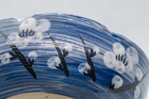 Japanese Matcha Bowl - Plum Blossoms Hantsutsu-gata Chawan - 350ml